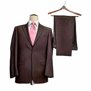 Jos. A. Bank Signature Brown/Plum Wool Suit | 38R | Classic | Business Suit